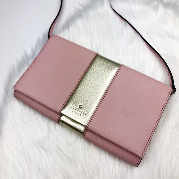kate spade Handbags - Kate Spade Blush Pink & Gold Crossbody Clutch